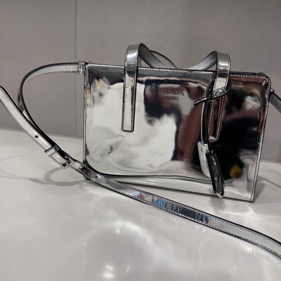 Prada Mini Spazzolato Re-Edition 1995 Bag Metallic Silver - Picture 14 of 16